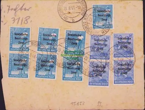B15858 SBZ Notpaketkarte Bobitz Kr. Schönberg Meckl. 1948 nach Schmiedeberg