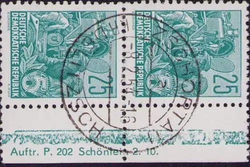 2745 DDR 415 XII DKV Auftr. P. 202 Schönlein 2.10. gestempelt Zschortau Kr. Deli