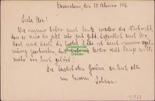 B15899 DOA Ganzsache Daressalam 1916 Zensur passiert Deutsch Ostafrika n Dresden