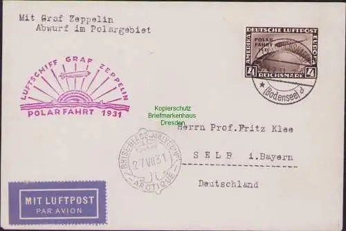 B15868 Brief DR 458 Zeppelin 4 Mark Polarfahrt 1931 Dampfer Malyguin Arktis