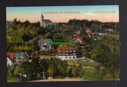 130559 Ansichtskarte Schreiberhau im Riesengebirge Partie an der Bergstraße