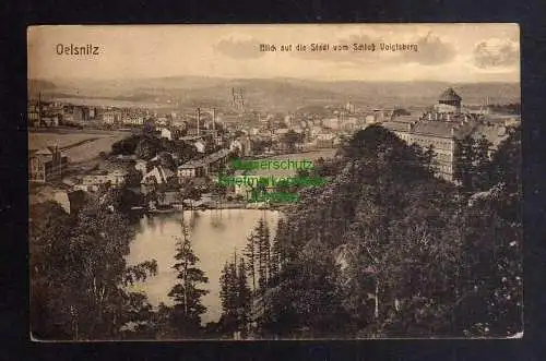 129638 Ansichtskarte Oelsnitz i. V. um 1920 Blick auf die Stadt vom Schloss Voigtsberg