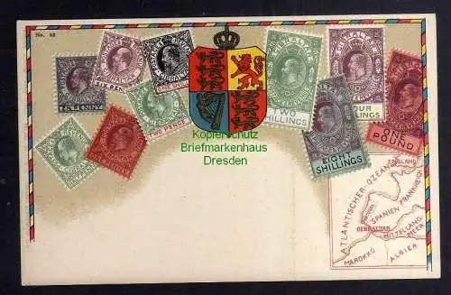129736 Ansichtskarte Philatelie Postkarte Gibraltar Wappen  Wappen um 1905