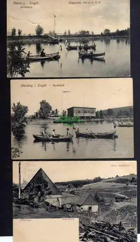 129291 3 AK Altenberg Bootsstation Galgenteich Ruderverein Köhlerhütte 1909