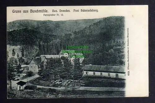 129234 Ansichtskarte Buschmühle Bez. Dresden Post Schmiedeberg 1908