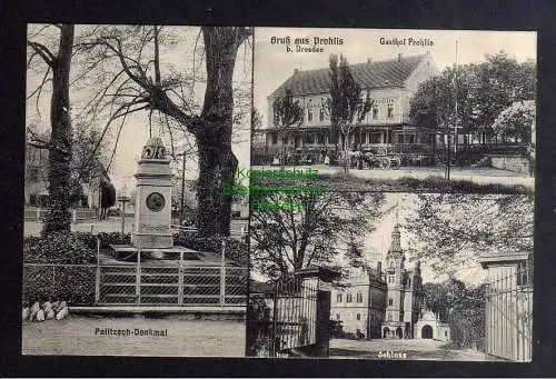 127959 AK Prohlis bei Dresden Gasthof Schloss Palitzsch Denkmal 1920