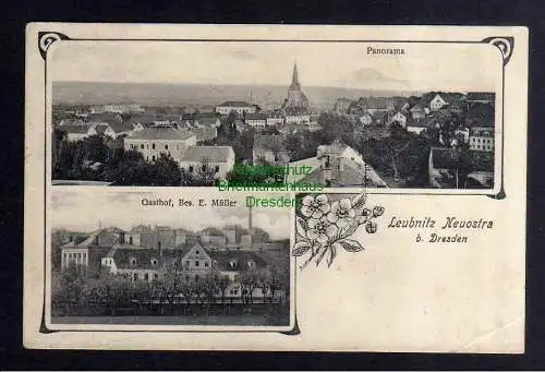 127960 Ansichtskarte Leubnitz Neuostra bei Dresden 1911 Gasthof E. Müller Panorama