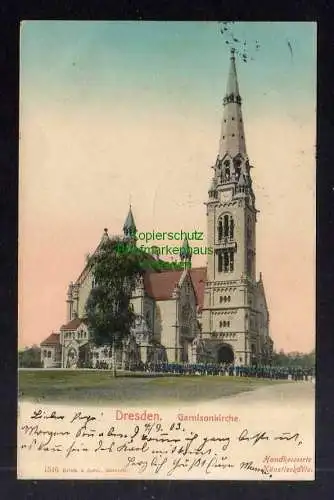 127384 Ansichtskarte Dresden Garnisonkirche 1903 Verlag Brück & Sohn 1546