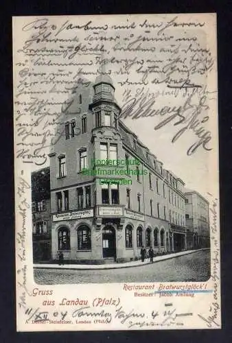 127662 Ansichtskarte Landau in der Pfalz 1904 Restaurant Bratwurtsglöckl