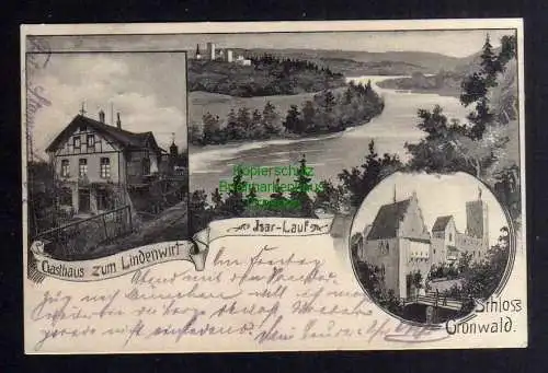 127574 Ansichtskarte Isar Grünwald Gasthaus zum Lindenwirt 1908 Schloss Grünwald