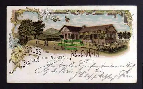 127646 Ansichtskarte Neuenhain Neuental 1900 Litho Gasthaus zu den 3 Linden