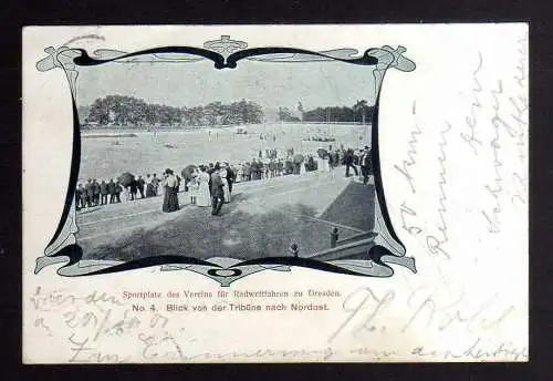 127258 Ansichtskarte Dresden 1901 Sportplatz Verein für Radwettfahrten Karte No. 4