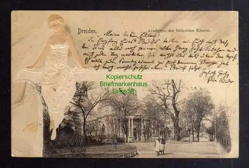 127311 AK Dresden Akademie der bildenden Künste 1904 Jugendstil Frau geprägt