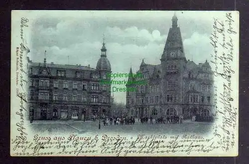 127315 Ansichtskarte Dresden Plauen 1899 Marktplatz mit Rathaus