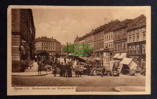 126709 Ansichtskarte  Plauen i.V. Wochenmarkt am Klostermarkt 1913 Oberer Steinweg Pelzware