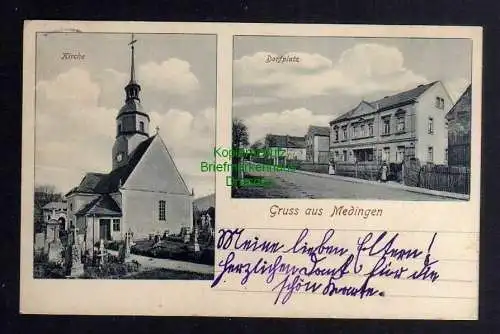 126566 Ansichtskarte Medingen bei Dresden Kirche Dorfplatz 1917