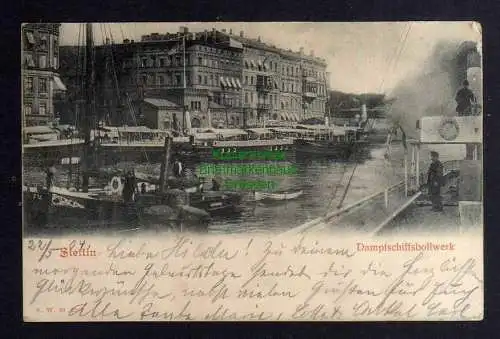 126718 Ansichtskarte Stettin Dampfschiffsbollwerk 1904