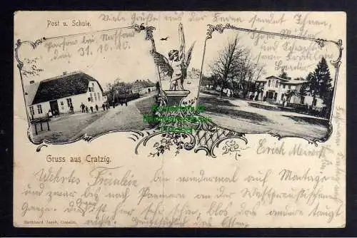126704 Ansichtskarte Cratzig in Pommern 1910 Post und Schule
