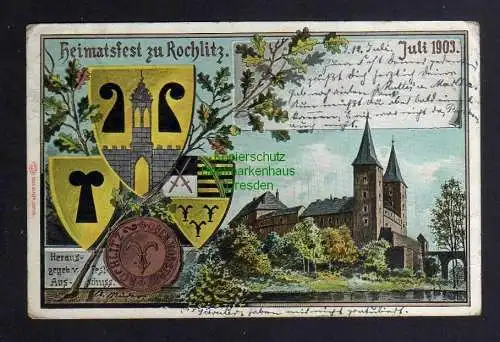 126236 Ansichtskarte Rochlitz Heimatfest 1903 Festpostkarte Wappen Kirche