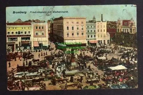 126207 AK Bromberg Friedrichsplatz mit Wochenmarkt 1916