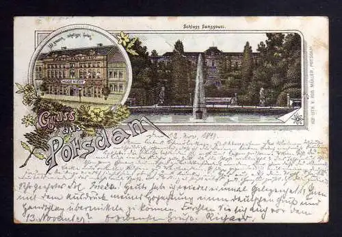 125512 Ansichtskarte Potsdam 1899 Litho Restauran Hugo Niedt
