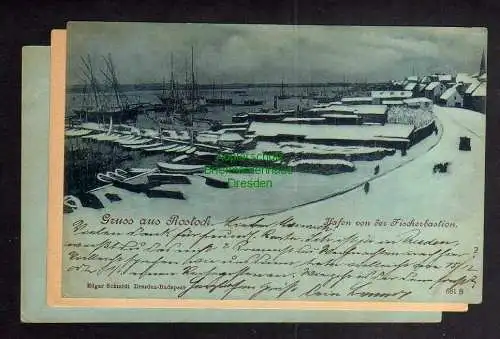 125626 AK Rostock Hafen von der Fischerbastion 1899 seltenes Winterbild