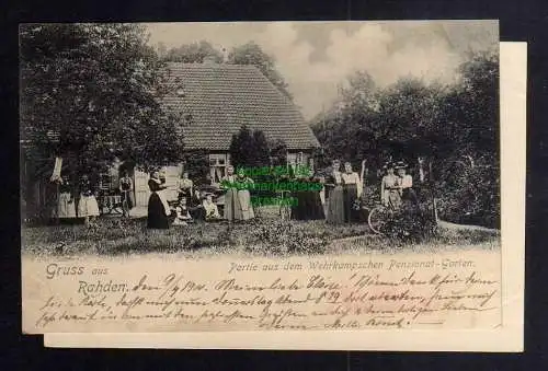 125628 Ansichtskarte Rahden 1900 Partie aus dem Wehrkampschen Pensionat Garten