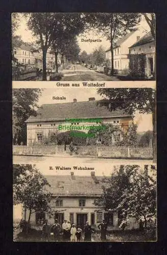 125617 Ansichtskarte Woitsdorf Schule E. Walters Wohnhaus Dorfstraße 1927 Kr. Sorau