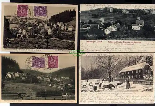 122941 4 Ansichtskarte Finsterbergen Kurhaus Pension Felsenstein 1903 Wildfütterung Winter
