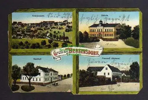 122838 Ansichtskarte Berbersdorf Gasthof Bäckerei Schule Döbeln Land Landpoststempel 1931