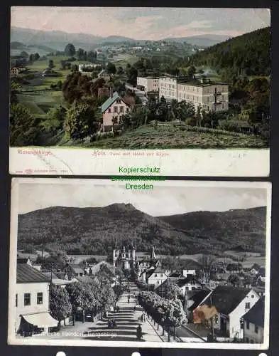 123058 2 Ansichtskarte Hain Hotel zur Kippe 1904 Haindorf Fotokarte 1937