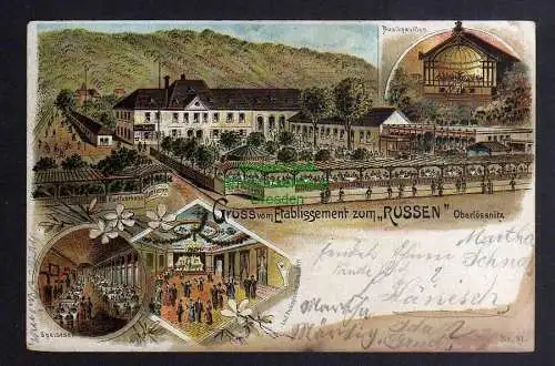 122632 Ansichtskarte Oberlössnitz Litho 1898 Etablissement zum Russen Musikpavillon