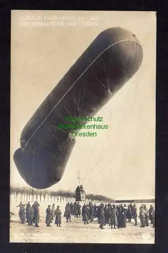 122565 Ansichtskarte Aufstieg eines Fesselballons 1915 1. WK zur Feindbeobachtung Fotokarte