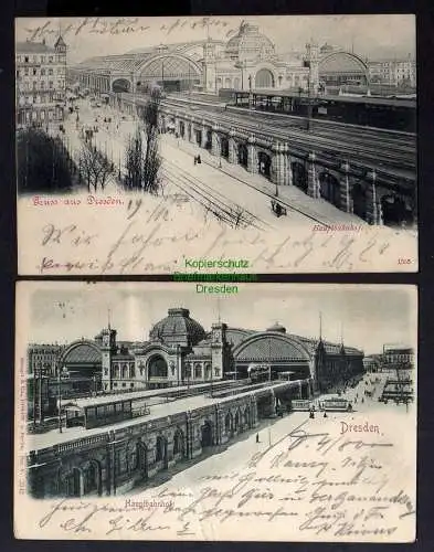 122442 2 Ansichtskarte Dresden Hauptbahnhof 1899 Aufdruck Automat Actien Gesellschaft Relie