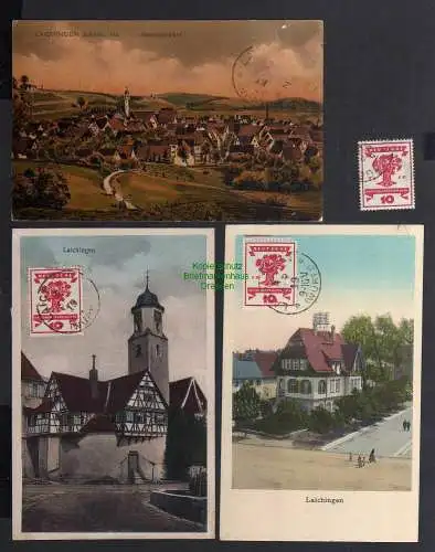 122548 3 Ansichtskarte Laichlingen Gesamt 1919 Kirche altes Haus