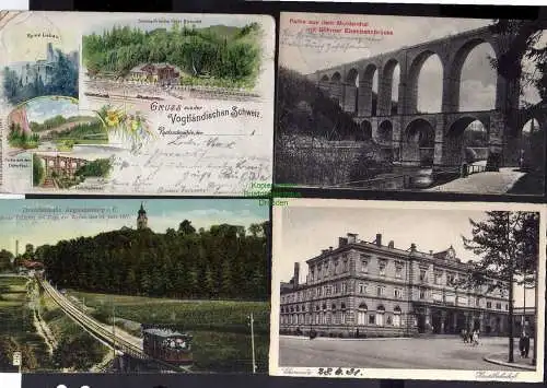 122443 12 Ansichtskarte Vogtländische Schweiz Litho Rentzschmühle 1901 Göhrner Eisenbahnbrü