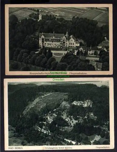 122491 2 Ansichtskarte Bad Berka Thüringen Luftbild um 1935 Fliegeraufnahme Schloß Rodberg