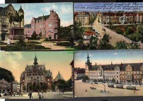 122705 4 AK Erfurt Johannesstraße 1915 Postamt Kaiserplatz 1913 Rathaus 1914