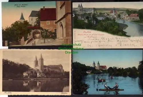 121300 9 AK Rochlitz Sassnitz 1901 Schloss 1910 Foto Neue M. Brücke um 1935 Auss