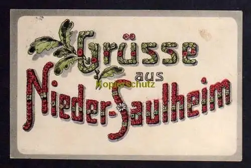 120483 Ansichtskarte Nieder-Saulheim 1917 Feldpost Blütenschrift