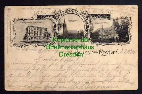 121075 AK Rixdorf Berlin Neukölln 1898 ev. Vereinshaus Kirche Kreiskrankenhaus