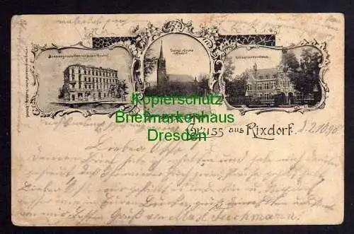 121075 Ansichtskarte Rixdorf Berlin Neukölln 1898 ev. Vereinshaus Kirche Kreiskrankenhaus