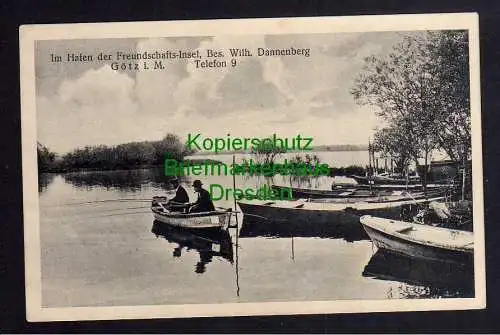 120938 Ansichtskarte Götz i. M. Im Hafen der Freundschaftsinsel um 1930