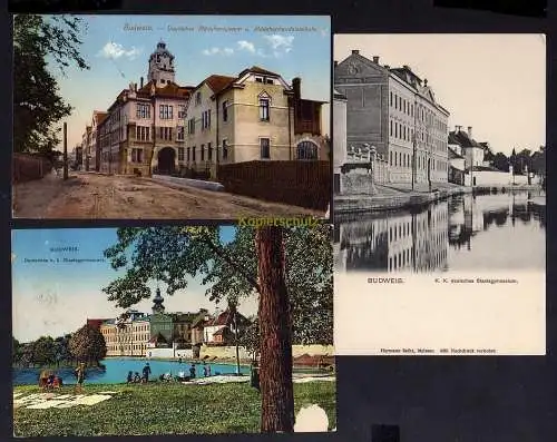 120292 3 Ansichtskarte Böhmisch Budweis Deutsches Staatsgymnasium um 1905 Mädchenlyceum Mäd