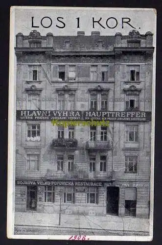 120334 Ansichtskarte Prag Praha 1908 Sokolova Velko Popovicka Restaurace Restaurant Reklame