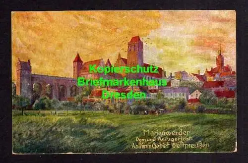 119373 AK Marienwerder Westpreußen um 1920 Künstlerkarte Abstimmungsgebiet Dom u