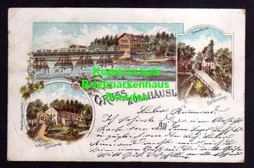 119410 Ansichtskarte Gruss vom Zollhäusl Zollstation am Lech Litho um 1900 Ruine Haltenber