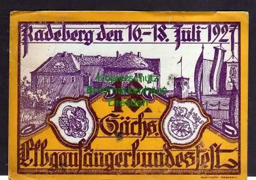 119559 Ansichtskarte Radeberg 1927 18. Sächs. Elbgausängerbundesfest Künstlerkarte Bernkopf