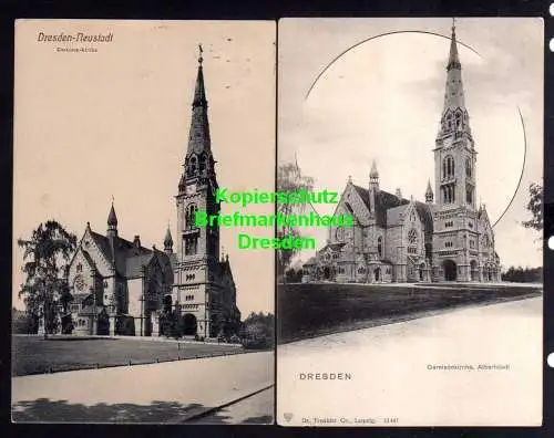 118663 2 AK Dresden Garnison Kirche Albertstadt um 1905 und 1931