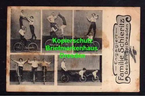 118535 Ansichtskarte Deuben bei Dresden Fahrrad Akrobatik Engagiert Familie Schieritz